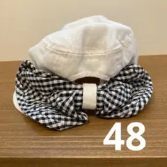 日除け付　ギンガムチェック帽子　48のサムネイル