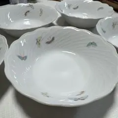 深川製磁　蝶柄　オールド　深皿　5枚揃　宮内庁御用達　食器