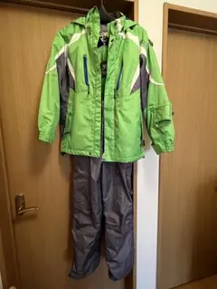 子ども用スキーウェア 160緑/グレーサイズ調整可能