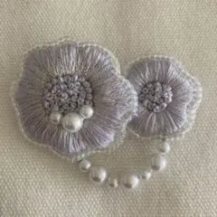 刺繍ブローチコサージュ★flower floweパール★雪解け桜★No.19