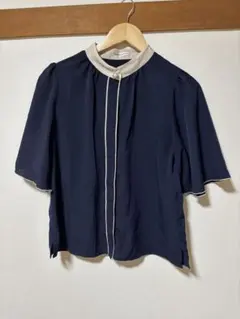 natural couture 半袖ブラウス ネイビー Fのサムネイル