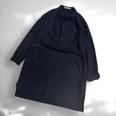 le glazik ル グラジック　長袖ロングポロシャツワンピース　紺S（C1