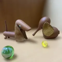 ロイヤルペット　木製 犬と象の置物セット