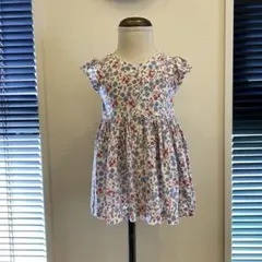 『美品』ラルフローレン80cmワンピース　フラワープリント フリル袖パンツ付き