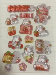 うさぎ　いちご　かわいい　ボンボンドロップシール　おすそ分け
