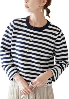 ロペピクニック　ミラノリブ金ボタンニットカーディガン キナリ　38