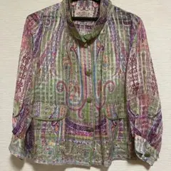 ETRO ペイズリー柄 コットン 長袖ブラウス ラベンダーマルチカラー46