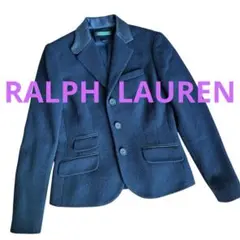 ラルフローレン ウール 高級ブラックジャケット 羊革襟 サイズS レザー