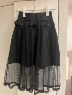 ROJITA レースアップオーバーチュールスカート ブラック