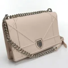 クリスチャンディオール ディオラマ レザー チェーンショルダーバッグ ピンク