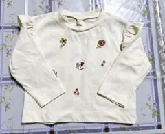 more les cours 花柄刺繍 フリル袖 Tシャツ　アプレレクール