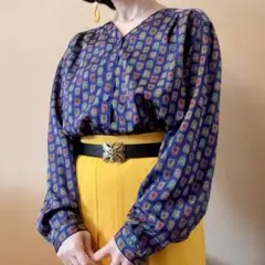 ヴィンテージ 昭和レトロ シャツブラウス ボタニカル ウィリアムモリス 