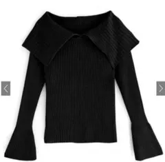 ビッグカラーフレアスリーブニットトップス[ze735]