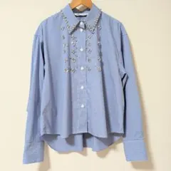 ZARA　ビジューストライプシャツ