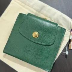 イルビゾンテ　二つ折り財布　グリーン IL BISONTE イルビゾンテ 財布 二つ折り ホック ボタン 折財布