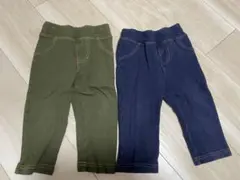 ネイビー・オリーブ ボトムス 2点セット　80