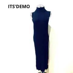 ITS'DEMO ノースリーブ ニットワンピース ロング ネイビー Fサイズのサムネイル