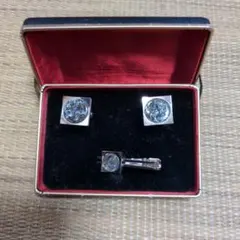 シルバー 色カフスボタン ネクタイピン セット