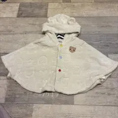 フード付きベビーポンチョ クマ耳デザイン