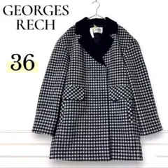 ジョルジュレッシュ ロングコート ウール 36 チェック柄 防寒 羽織り