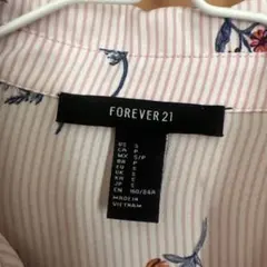 FOREVER21 ストライプ花柄クロップドシャツ S