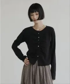 LOWRYSFARM ギャザーボタンカーディガン