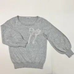 超美品 anatelier 七分袖 ニット リボンモチーフ レース パール