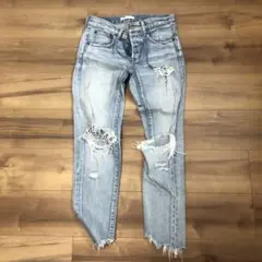 moussy クラッシュ テーパード デニム