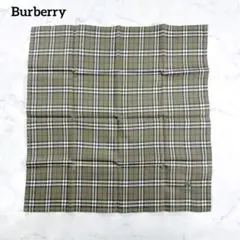 バーバリー ミニスカーフ ノバチェック ハンカチ カーキ ロゴ刺繍 男女兼用