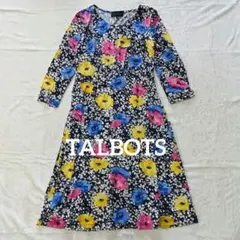 TALBOTS タルボット 花柄 長袖 ジャージーワンピース S 総柄