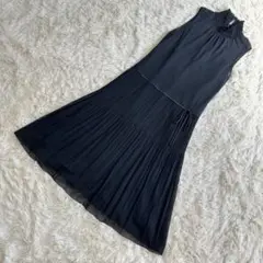 COMME CA ISM ワンピース ノースリーブ ドット プリーツ ブラック