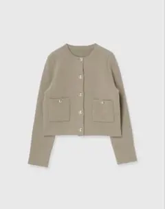 ラクーンノーカラーニットジャケット