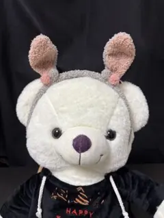 ウサギ耳 カチューシャ　グレー ピンク（カチューシャのみの販売）