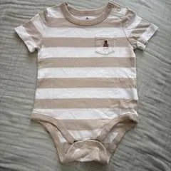 gap baby 70 ベージュと白のストライプボディスーツ
