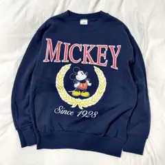 90s USA製 ディズニー ミッキー クルーネックスウェット 裏起毛 L相当