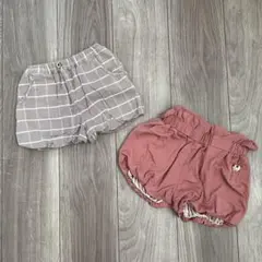 データテート　ショートパンツ かぼちゃパンツ ボトムス　チェック　ピンク　95