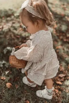 新品◇ フラワーフリルロンパース　ululu ベビー服　ワンピース　90cm