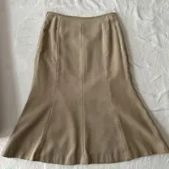マーメイドスカート　スェード調ベージュ系　ミドル丈　レディース