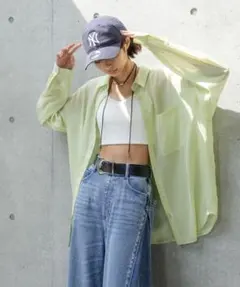 PAGEBOY ソフトラメシアールーズシャツ グリーン