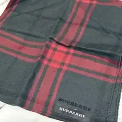 Burberry 大判ハンカチ チェック ハンカチ ブラック レッド ハンカチ