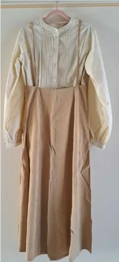 アースミュージック&エコロジー　イエロー系シャツワンピース 長袖セットアップ