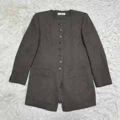 HIROKO KOSHINO ヒロココシノ　ノーカラーロングジャケット グレーのサムネイル