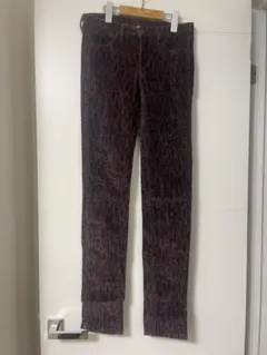 MANGO コーデュロイ　スキニーパンツ デニム　34 レオパード　パープル