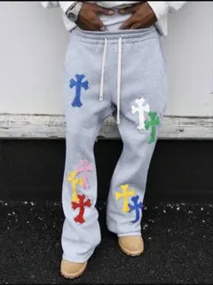 SY32】美品 スウェットパンツ カーキ プリントロゴ 2XLサイズ メンズ