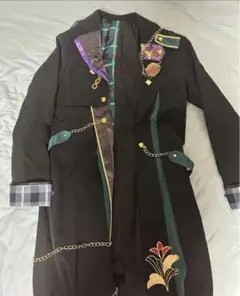 BODY LINE王子様系タータンチェック赤黒燕尾ズボンブラウスセット 