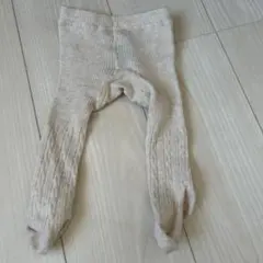 ベージュ クマ刺繍 ベビーレギンス