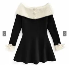 GRL シャギーオフショルフレアニットワンピース ブラック[an1615]