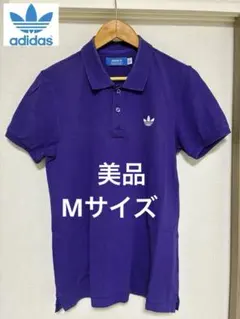 adidas Originalsポロシャツ(半袖) M 刺繍ロゴ 紫色／パープル