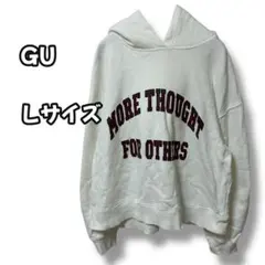 N0812　ロゴプリントスウェットパーカー　フード付き　ホワイト　L