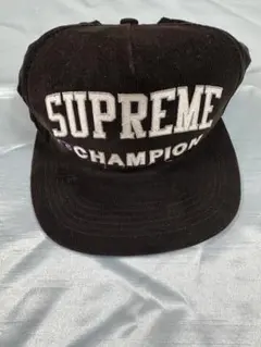 【SUPREME×CHAMPION】コーデュロイキャップ ブラックスナップバック